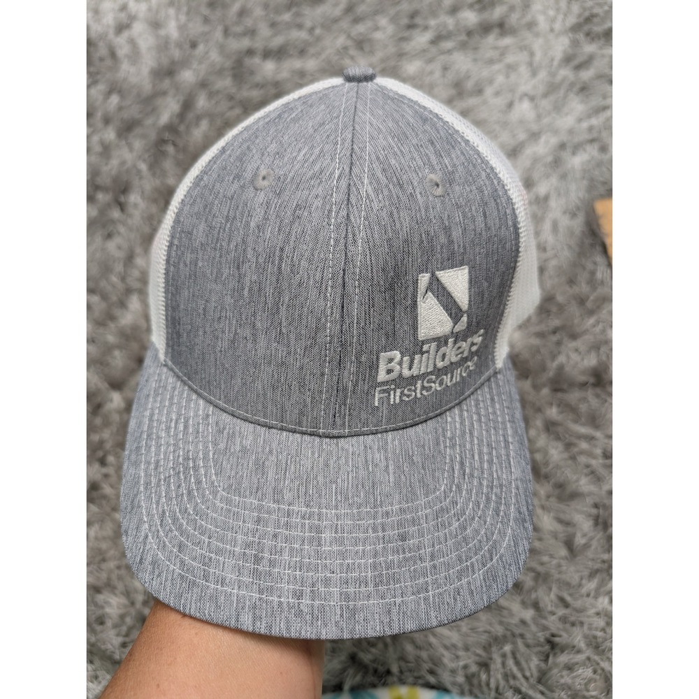 Builders FirstSource Mens Trucker Hat Gray‎ White Mesh Snapback Cap
